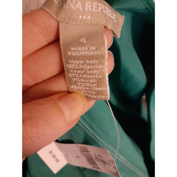 Banana Republic Green "tweed" sleeveless Sheath Pencil Dress 4 NEW Preppy Career - Picture 5 of 5